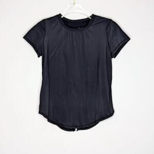 Zyia Active Black Short Sleeve Top Split Back Mesh Back Crewneck Size XS